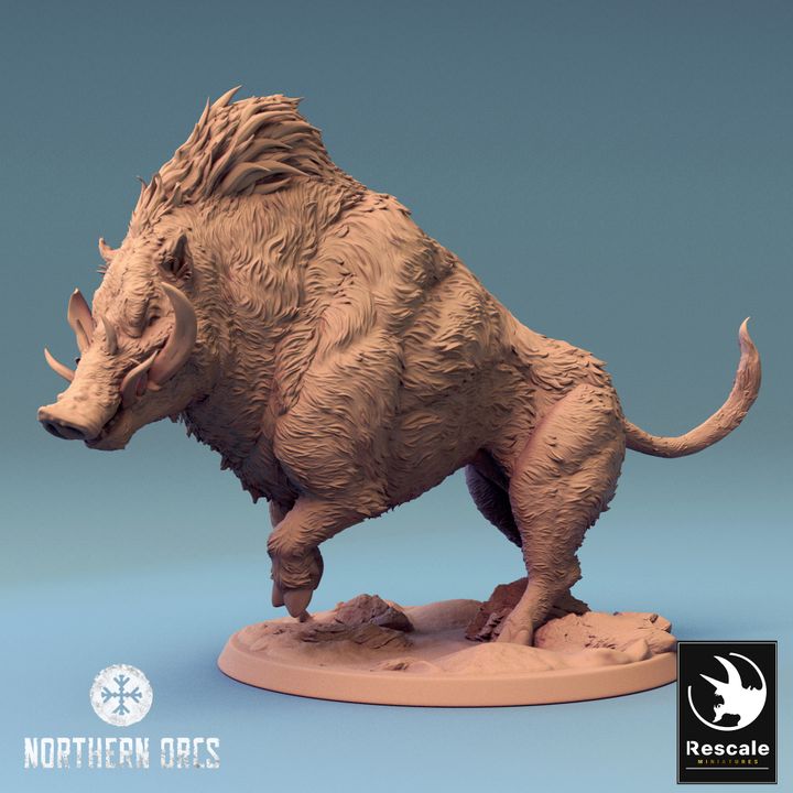 Orc Warrior Boar Mount Beasts | Large | Rescale Miniatures | D&D DnD Pathfinder Miniature