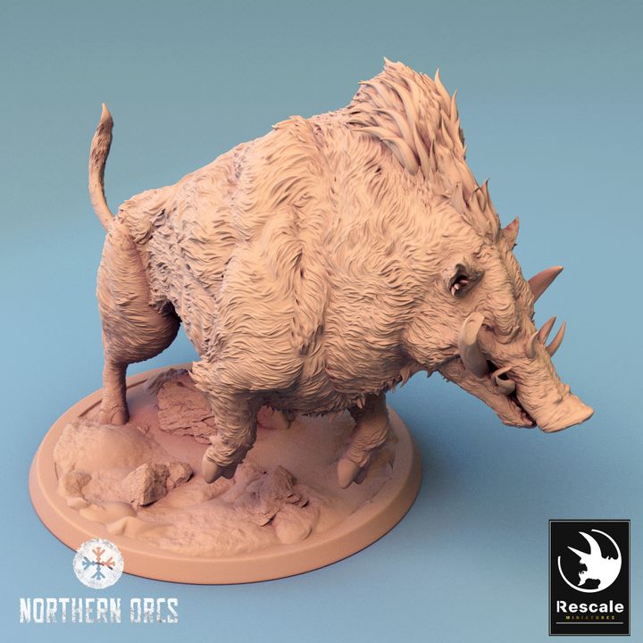 Orc Warrior Boar Mount Beasts | Large | Rescale Miniatures | D&D DnD Pathfinder Miniature