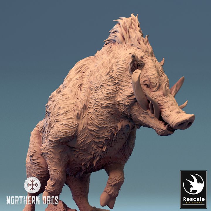 Orc Warrior Boar Mount Beasts | Large | Rescale Miniatures | D&D DnD Pathfinder Miniature