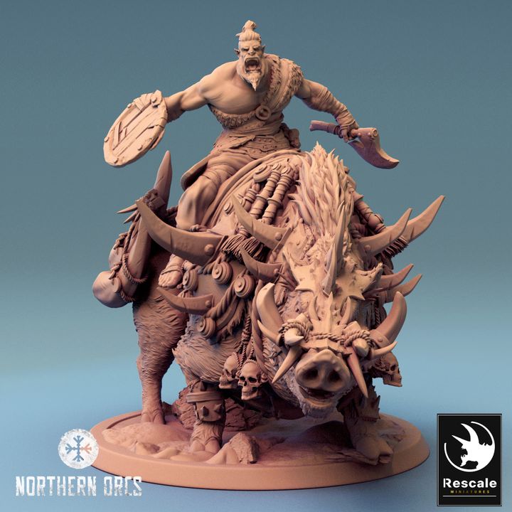Collection Orc Boar Rider Monstrous Mount | Large | Rescale Miniatures | D&D DnD Pathfinder Miniature