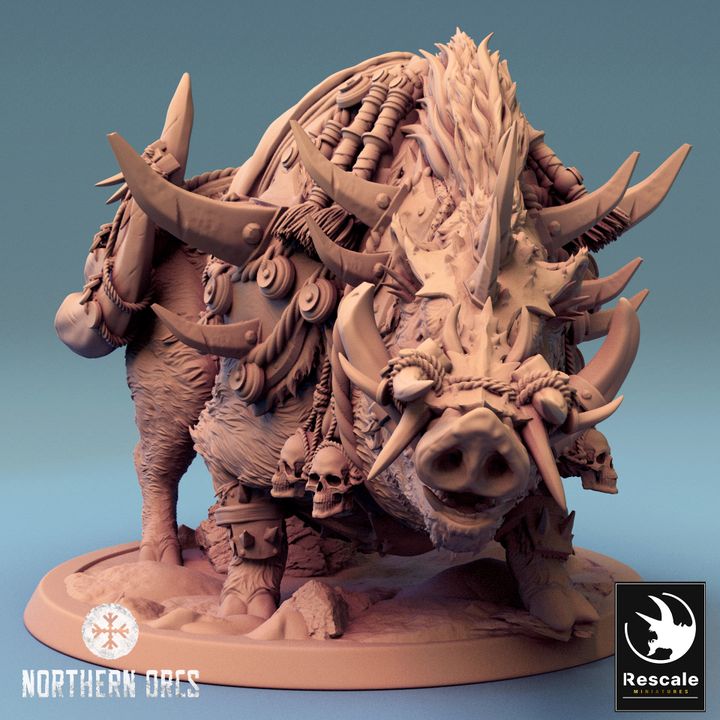 Collection Orc Boar Rider Monstrous Mount | Large | Rescale Miniatures | D&D DnD Pathfinder Miniature