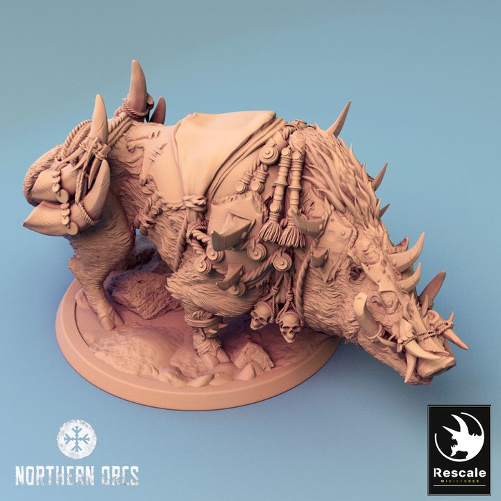 Boar Warrior Mounted Beasts Miniature | Large | Rescale Miniatures | D&D DnD Pathfinder Miniature