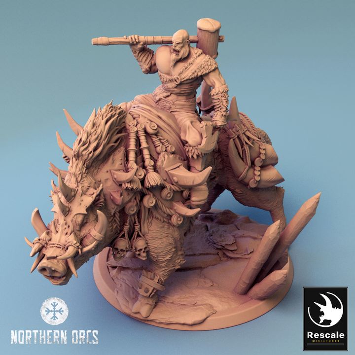 Orc Warrior Boar Mount Large | Rescale Miniatures | D&D DnD Pathfinder Miniature