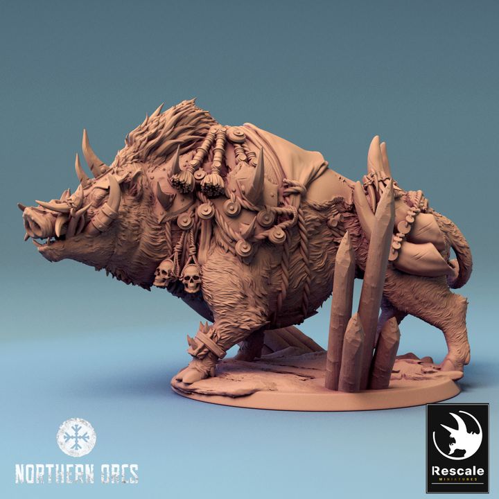 Orc Warrior Boar Mount Large | Rescale Miniatures | D&D DnD Pathfinder Miniature