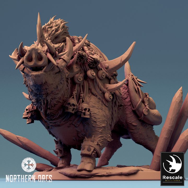 Orc Warrior Boar Mount Large | Rescale Miniatures | D&D DnD Pathfinder Miniature