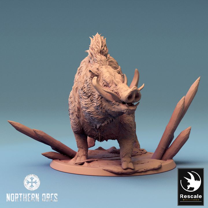 Orc Warrior Boar Mount Large | Rescale Miniatures | D&D DnD Pathfinder Miniature