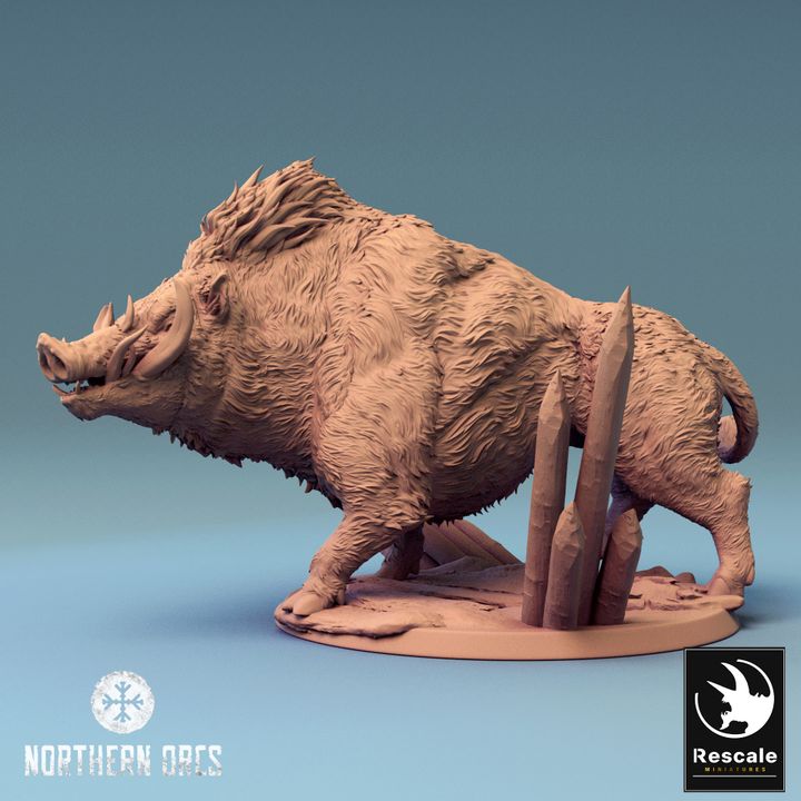 Orc Warrior Boar Mount Large | Rescale Miniatures | D&D DnD Pathfinder Miniature