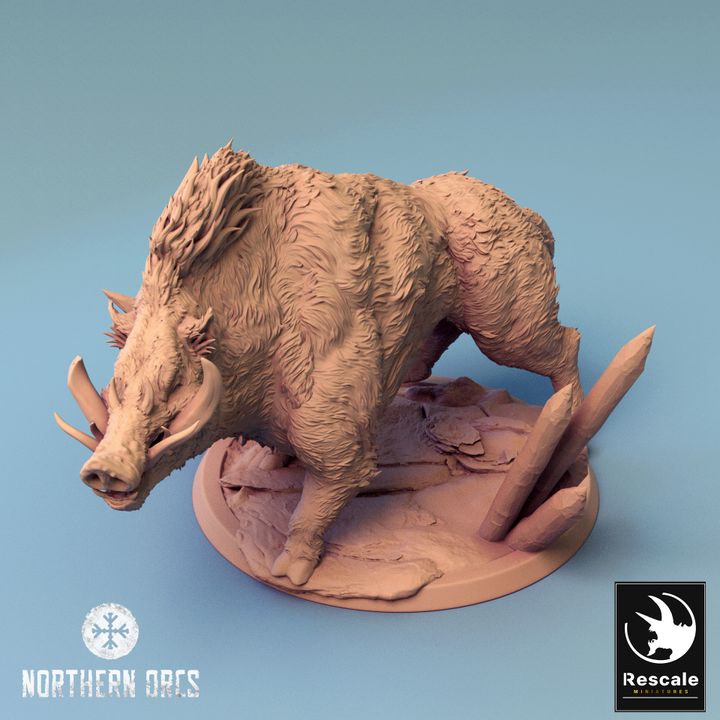 Orc Warrior Boar Mount Large | Rescale Miniatures | D&D DnD Pathfinder Miniature