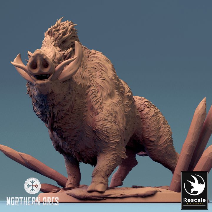 Orc Warrior Boar Mount Large | Rescale Miniatures | D&D DnD Pathfinder Miniature