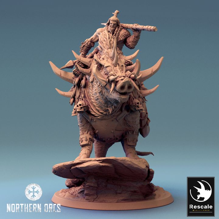 Orc Wild Boar Mount Miniature | Large | Rescale Miniatures | D&D DnD Pathfinder Miniature
