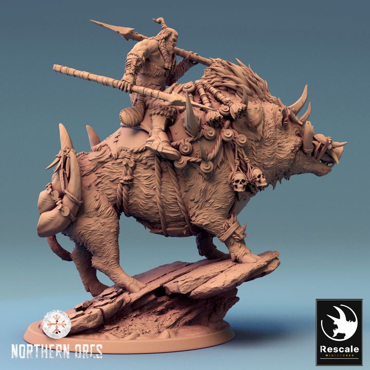 Collection Orc Boar Rider Monstrous Mount | Large | Rescale Miniatures | D&D DnD Pathfinder Miniature