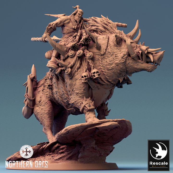 Collection Orc Boar Rider Monstrous Mount | Large | Rescale Miniatures | D&D DnD Pathfinder Miniature