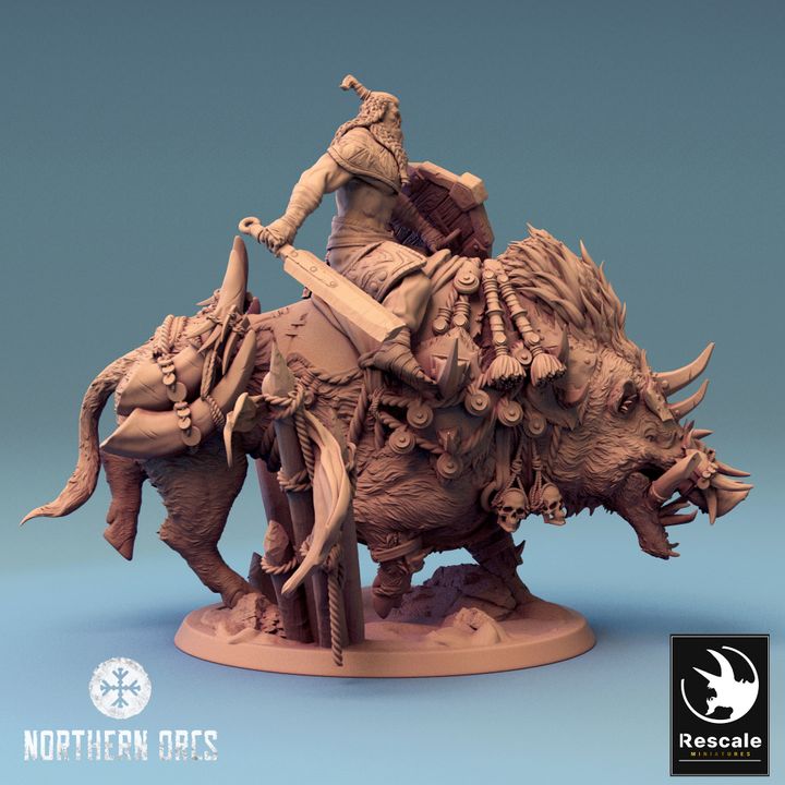 Collection Orc Boar Rider Monstrous Mount | Large | Rescale Miniatures | D&D DnD Pathfinder Miniature