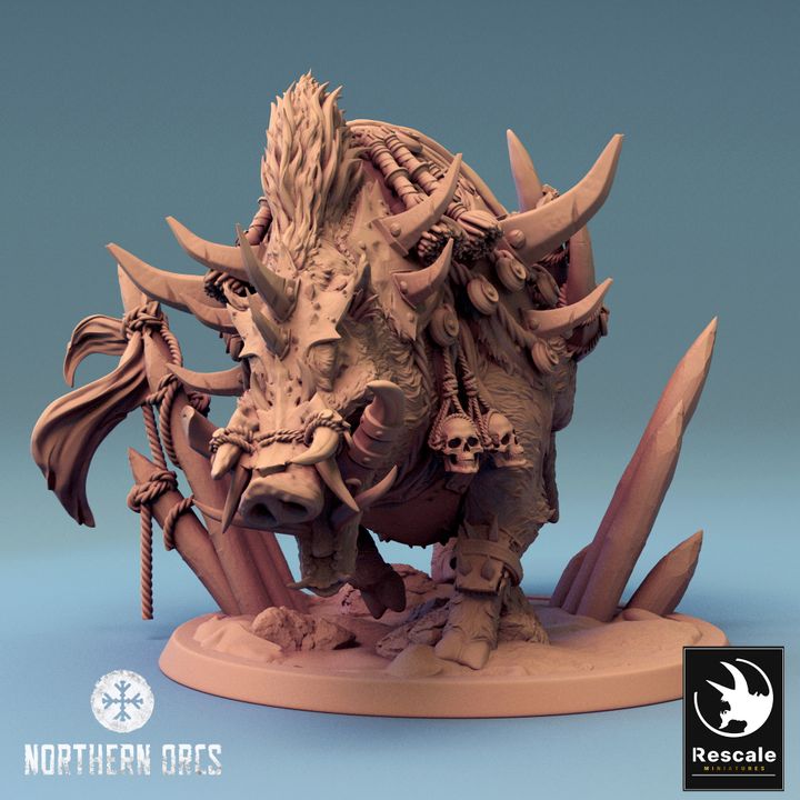 Orc Boar Rider Miniature Boar Monstrosities | Large | Rescale Miniatures | D&D DnD Pathfinder Miniature
