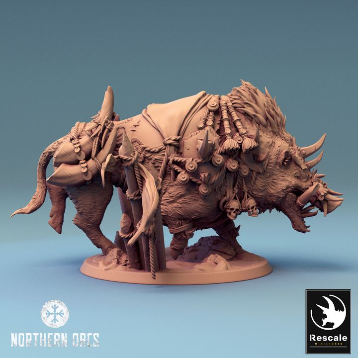Orc Boar Rider Miniature Boar Monstrosities | Large | Rescale Miniatures | D&D DnD Pathfinder Miniature