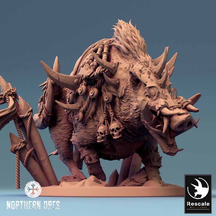 Orc Boar Rider Miniature Boar Monstrosities | Large | Rescale Miniatures | D&D DnD Pathfinder Miniature