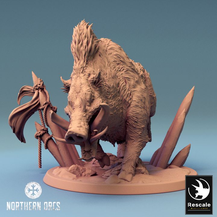 Orc Boar Rider Miniature Boar Monstrosities | Large | Rescale Miniatures | D&D DnD Pathfinder Miniature