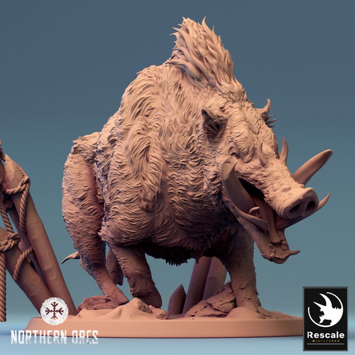 Orc Boar Rider Miniature Boar Monstrosities | Large | Rescale Miniatures | D&D DnD Pathfinder Miniature