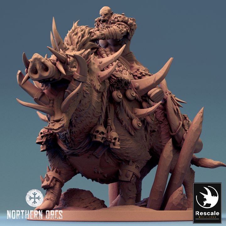 Orc Warrior Riding Beast | Medium | Designer Name | D&D DnD Pathfinder Miniature
