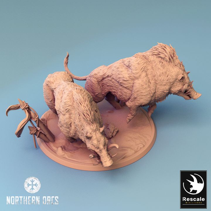 Collection Orc Boar Rider Monstrous Mount | Large | Rescale Miniatures | D&D DnD Pathfinder Miniature