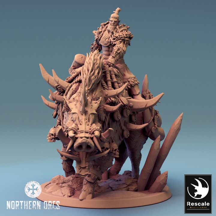 Orc Warrior Riding Beast | Large | Rescale Miniatures | D&D DnD Pathfinder Miniature