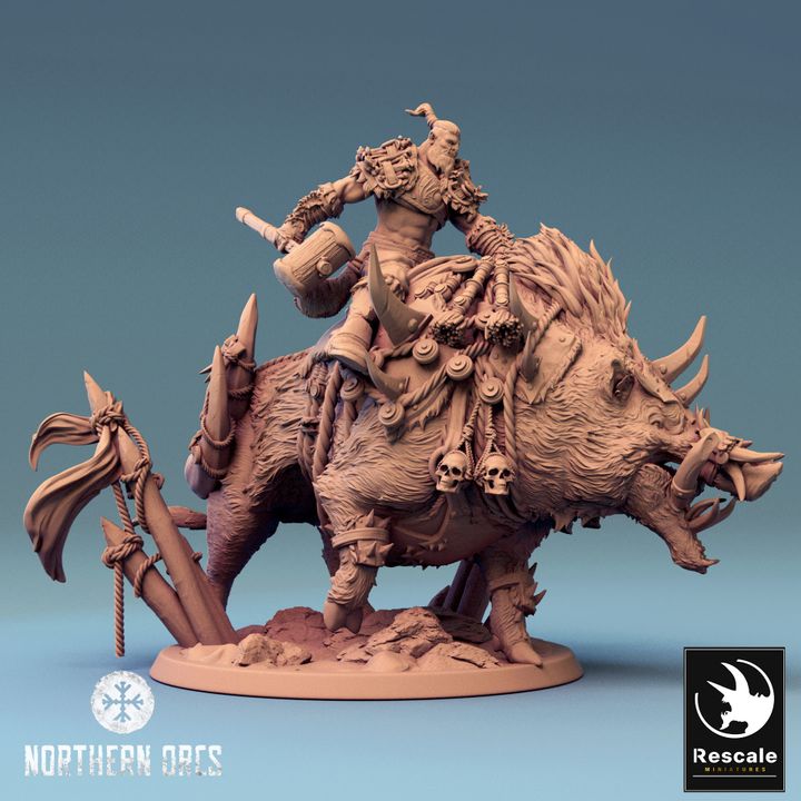 Orc Warrior Riding Beast | Large | Rescale Miniatures | D&D DnD Pathfinder Miniature