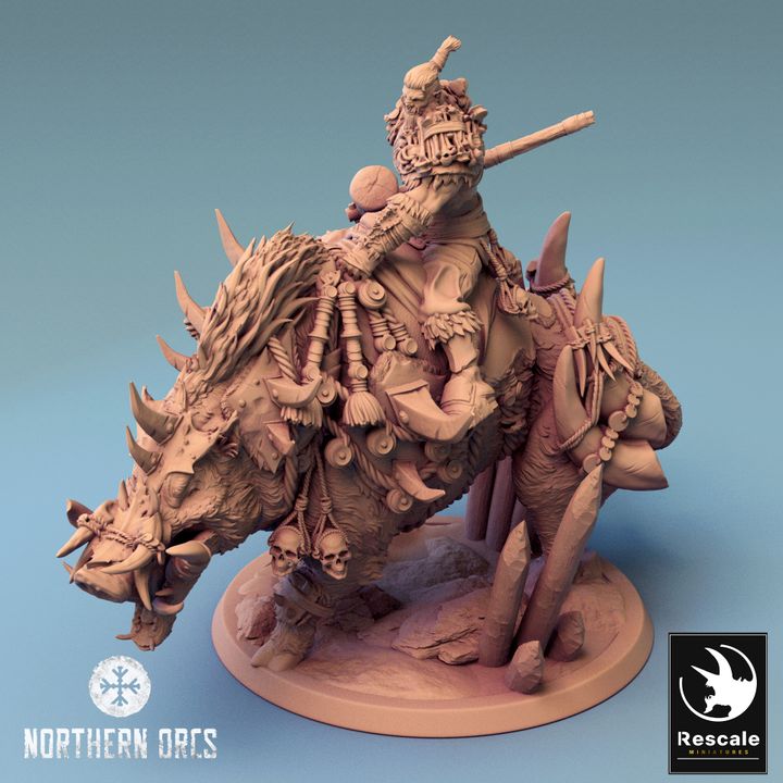Collection Orc Boar Rider Monstrous Mount | Large | Rescale Miniatures | D&D DnD Pathfinder Miniature