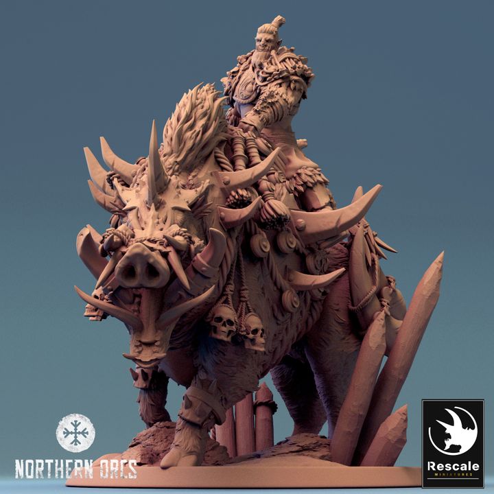 Orc Warrior Riding Beast | Large | Rescale Miniatures | D&D DnD Pathfinder Miniature