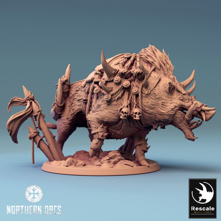 Orc Warrior Riding Beast | Large | Rescale Miniatures | D&D DnD Pathfinder Miniature