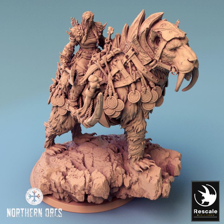 Saber-Toothed Tiger Beast Model | Large | Rescale Miniatures | D&D DnD Pathfinder Miniature