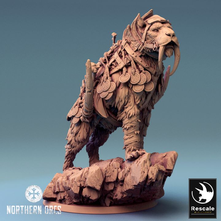 Saber-Toothed Tiger Beast Model | Large | Rescale Miniatures | D&D DnD Pathfinder Miniature