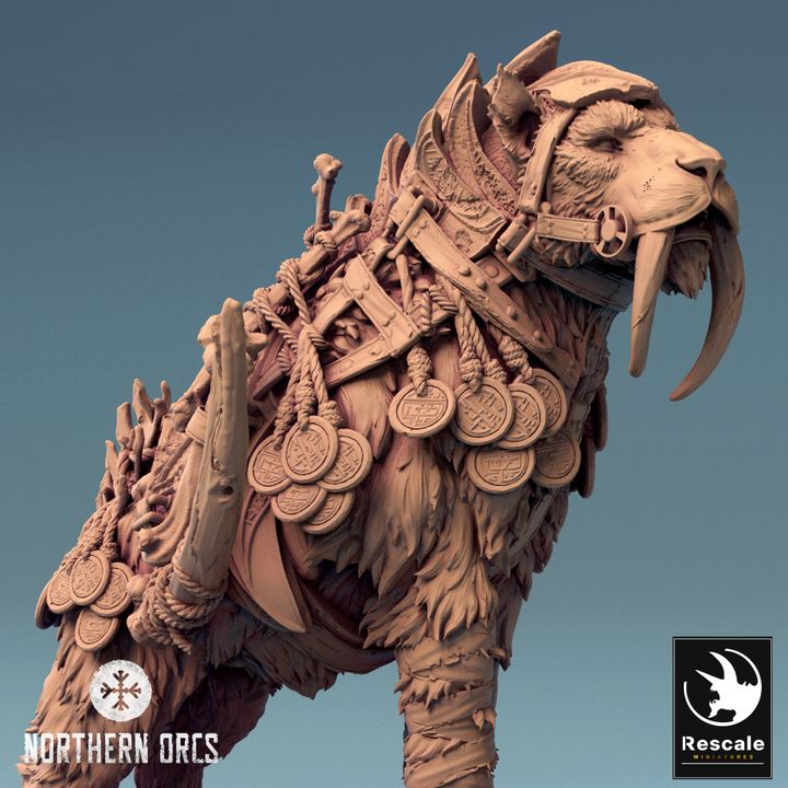 Saber-Toothed Tiger Beast Model | Large | Rescale Miniatures | D&D DnD Pathfinder Miniature