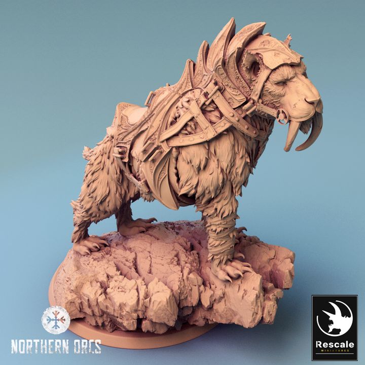 Saber-Toothed Tiger Beast Model | Large | Rescale Miniatures | D&D DnD Pathfinder Miniature