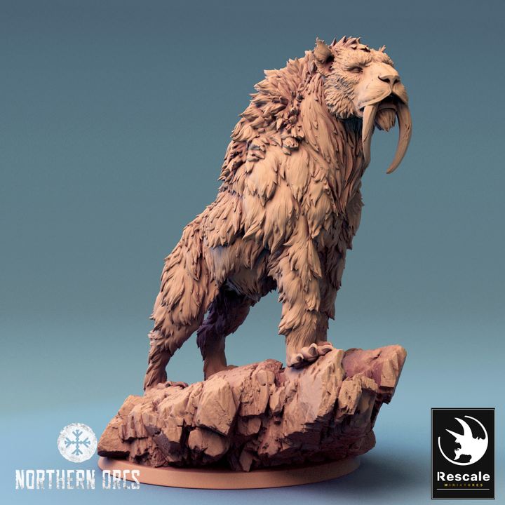 Saber-Toothed Tiger Beast Model | Large | Rescale Miniatures | D&D DnD Pathfinder Miniature