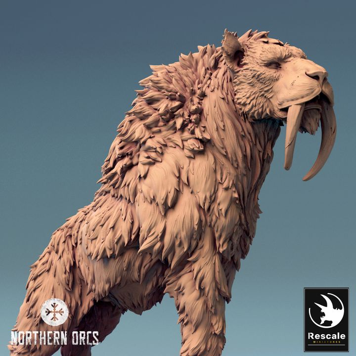 Saber-Toothed Tiger Beast Model | Large | Rescale Miniatures | D&D DnD Pathfinder Miniature