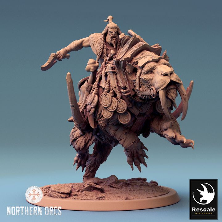 Saber-Toothed Tiger Beast Miniature | Large | Rescale Miniatures | D&D DnD Pathfinder Miniature
