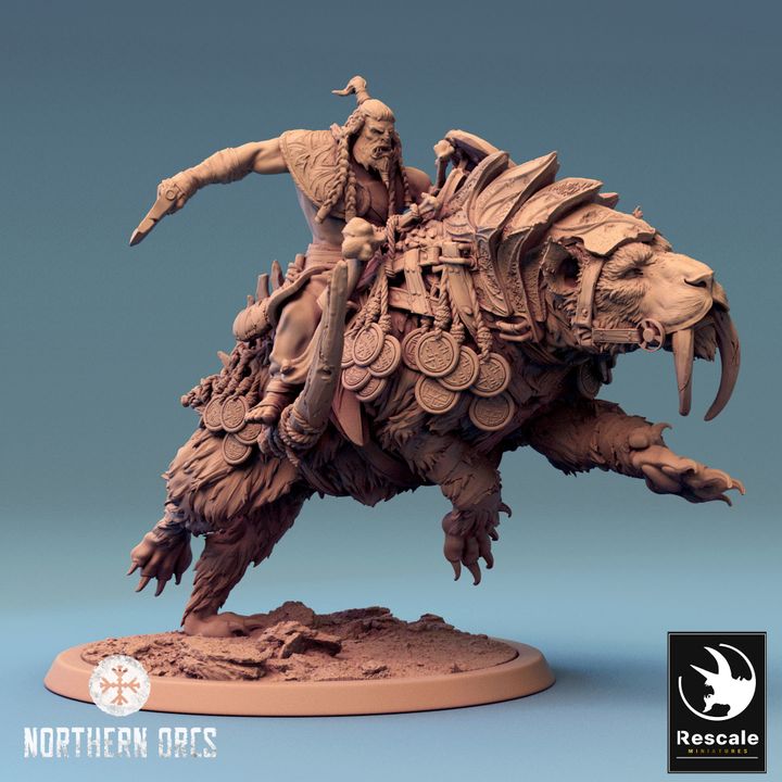 Saber-Toothed Tiger Beast Miniature | Large | Rescale Miniatures | D&D DnD Pathfinder Miniature