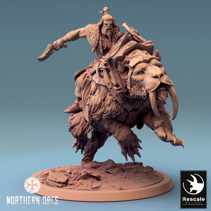 Saber-Toothed Tiger Beast Miniature | Large | Rescale Miniatures | D&D DnD Pathfinder Miniature