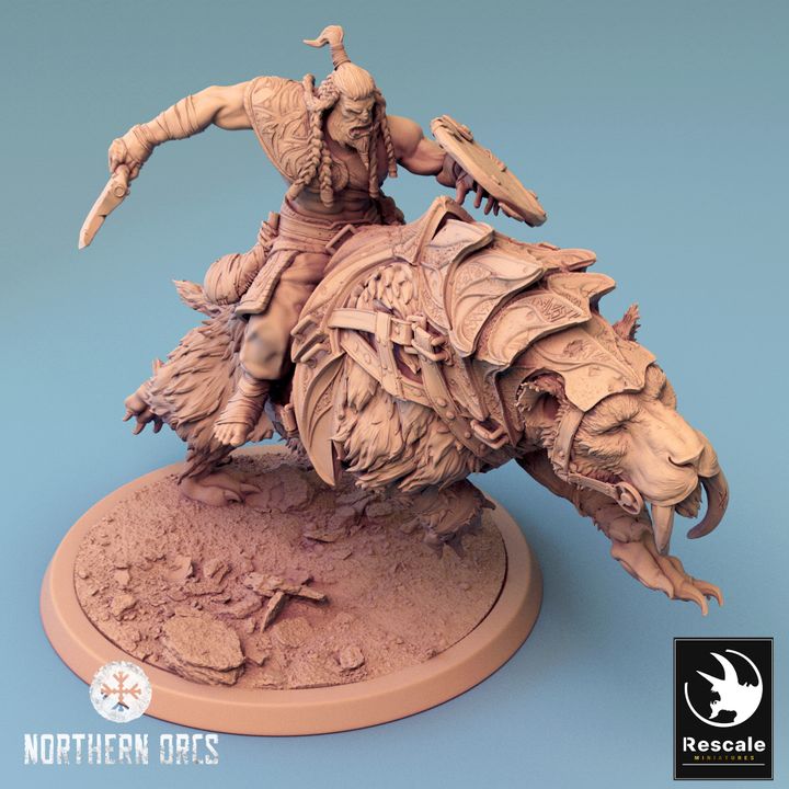 Saber-Toothed Tiger Beast Miniature | Large | Rescale Miniatures | D&D DnD Pathfinder Miniature