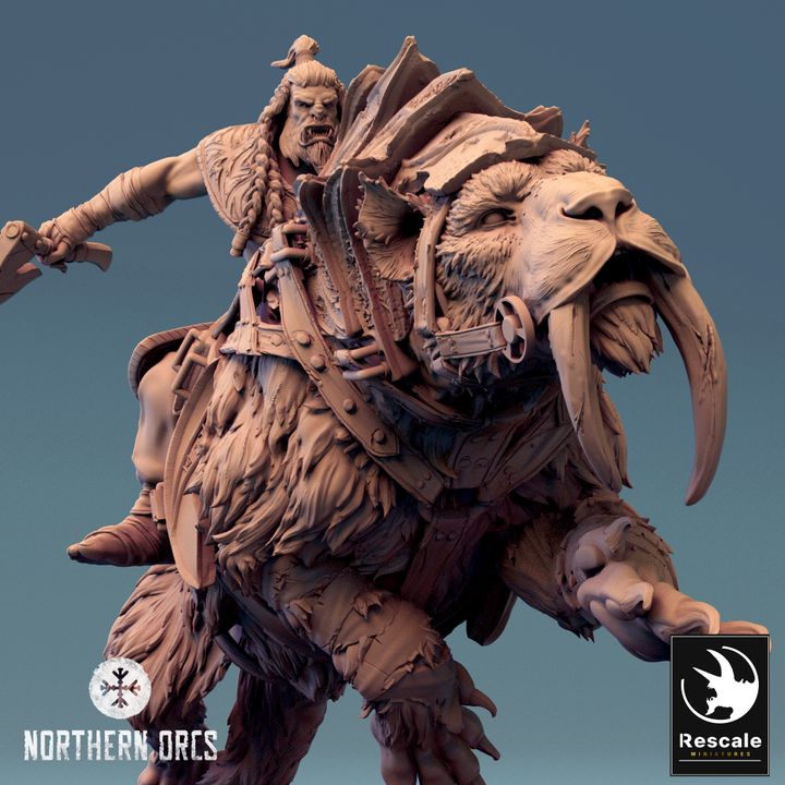 Saber-Toothed Tiger Beast Miniature | Large | Rescale Miniatures | D&D DnD Pathfinder Miniature