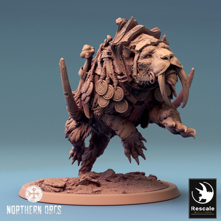 Saber-Toothed Tiger Beast Miniature | Large | Rescale Miniatures | D&D DnD Pathfinder Miniature