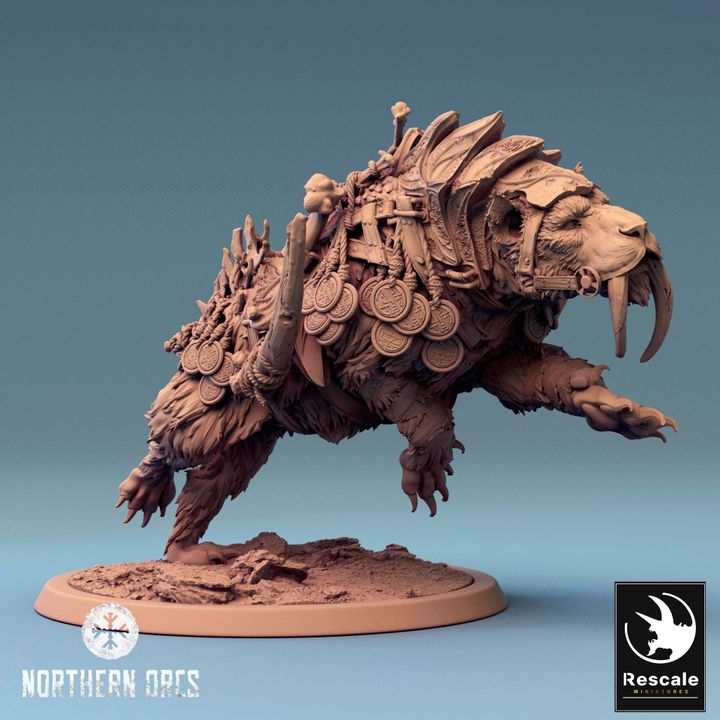 Saber-Toothed Tiger Beast Miniature | Large | Rescale Miniatures | D&D DnD Pathfinder Miniature