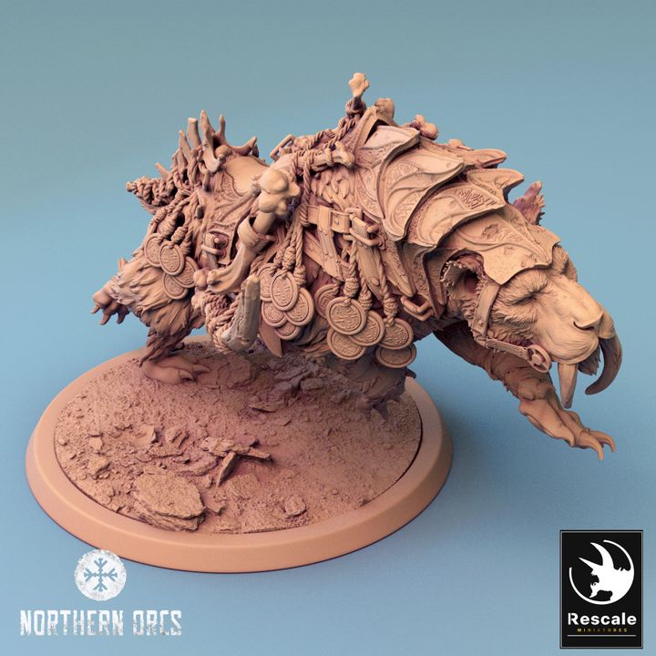 Saber-Toothed Tiger Beast Miniature | Large | Rescale Miniatures | D&D DnD Pathfinder Miniature
