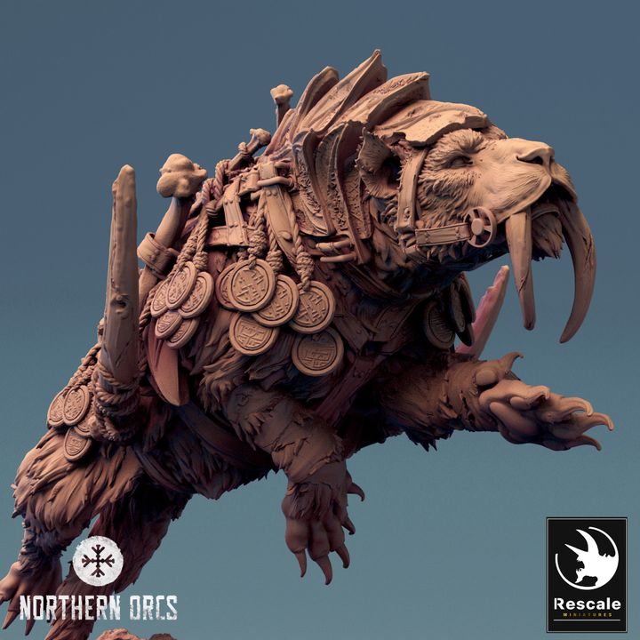 Saber-Toothed Tiger Beast Miniature | Large | Rescale Miniatures | D&D DnD Pathfinder Miniature