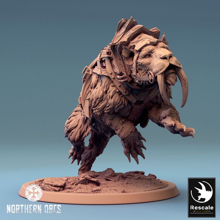 Saber-Toothed Tiger Beast Miniature | Large | Rescale Miniatures | D&D DnD Pathfinder Miniature