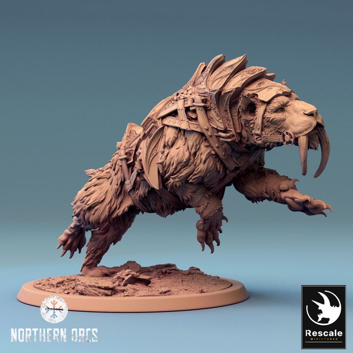 Saber-Toothed Tiger Beast Miniature | Large | Rescale Miniatures | D&D DnD Pathfinder Miniature