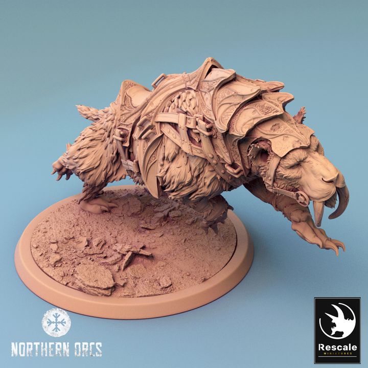 Saber-Toothed Tiger Beast Miniature | Large | Rescale Miniatures | D&D DnD Pathfinder Miniature