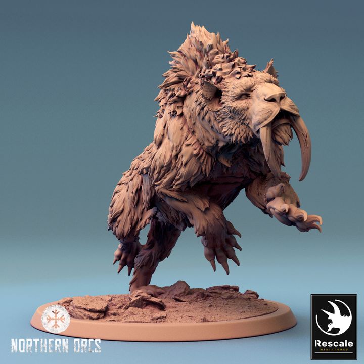 Saber-Toothed Tiger Beast Miniature | Large | Rescale Miniatures | D&D DnD Pathfinder Miniature