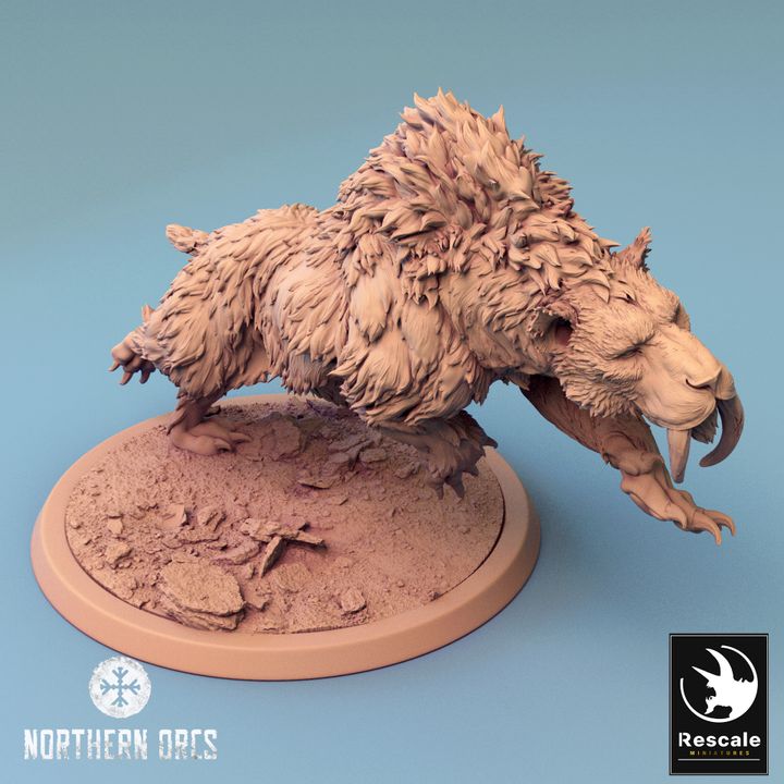 Saber-Toothed Tiger Beast Miniature | Large | Rescale Miniatures | D&D DnD Pathfinder Miniature