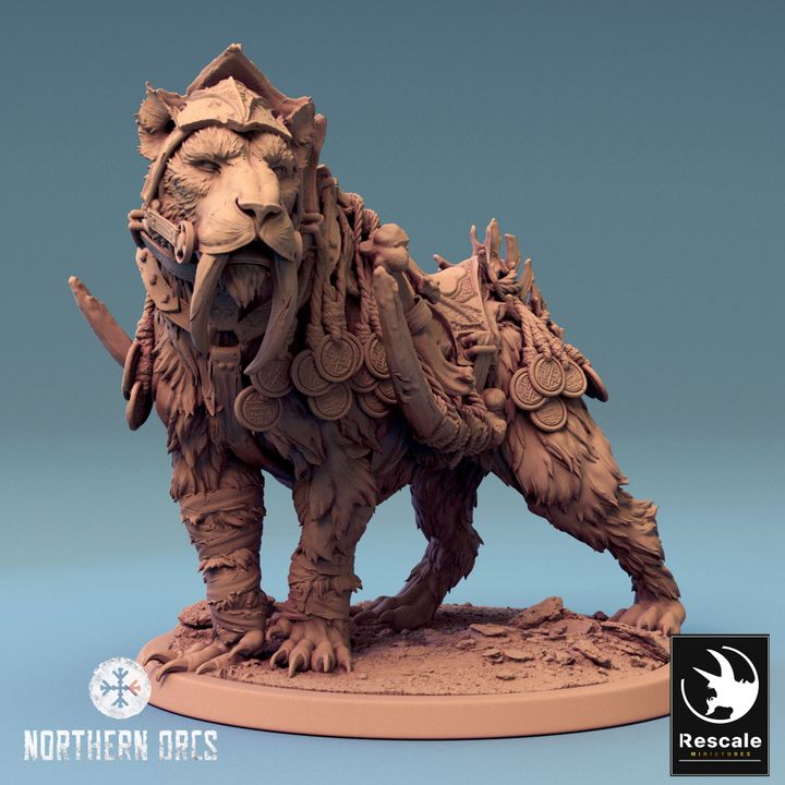Saber-Toothed Tiger Mount Beast | Large | Rescale Miniatures | D&D DnD Pathfinder Miniature